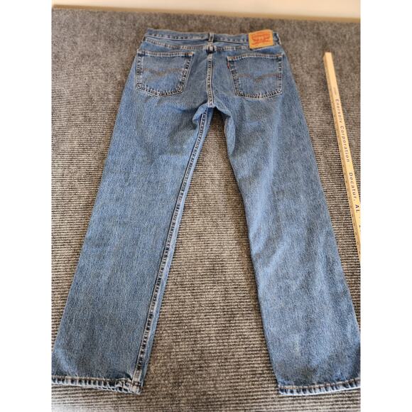 Levis 505 Jeans Mens 36x32 Blue Medium Wash Regular Fit - Picture 3 of 10